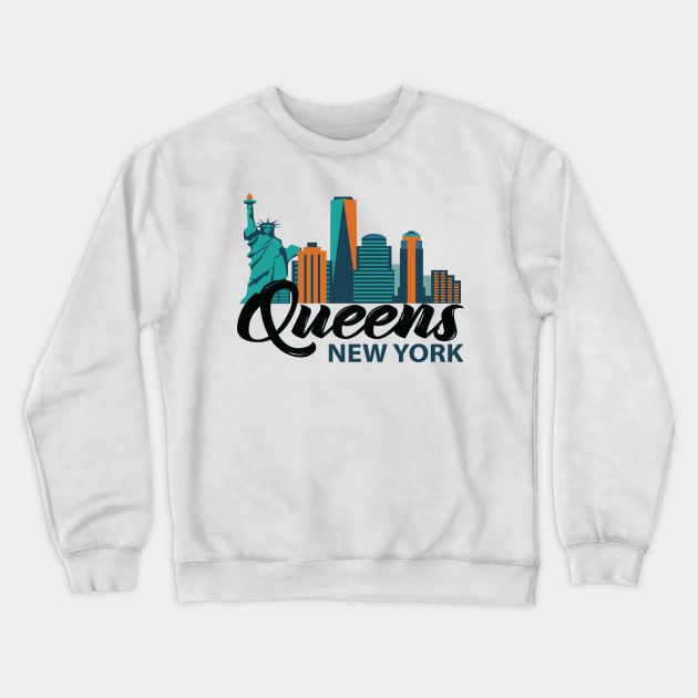 Queens New York Crewneck Sweatshirt by ProjectX23Red